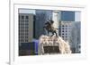 Damdin Sukhbaatar statue with skyscrapers in the background, Ulan Bator, Mongolia, Central Asia, As-Francesco Vaninetti-Framed Photographic Print