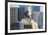 Damdin Sukhbaatar statue with skyscrapers in the background, Ulan Bator, Mongolia, Central Asia, As-Francesco Vaninetti-Framed Photographic Print