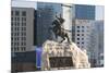 Damdin Sukhbaatar statue with skyscrapers in the background, Ulan Bator, Mongolia, Central Asia, As-Francesco Vaninetti-Mounted Photographic Print