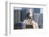 Damdin Sukhbaatar statue with skyscrapers in the background, Ulan Bator, Mongolia, Central Asia, As-Francesco Vaninetti-Framed Photographic Print