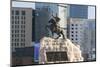 Damdin Sukhbaatar statue with skyscrapers in the background, Ulan Bator, Mongolia, Central Asia, As-Francesco Vaninetti-Mounted Photographic Print