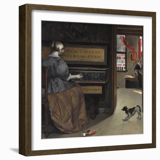 Dame Au Clavecin - Peinture De Gabriel Metsu (1629-1667), Huile Sur Toile (82,5X85 Cm), Vers 1665 --Gabriel Metsu-Framed Giclee Print