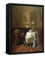 Dame Beim Tee-David Emil Joseph de Noter-Framed Stretched Canvas