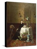 Dame Beim Tee-David Emil Joseph de Noter-Stretched Canvas