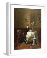 Dame Beim Tee-David Emil Joseph de Noter-Framed Giclee Print