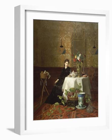 Dame Beim Tee-David Emil Joseph de Noter-Framed Giclee Print