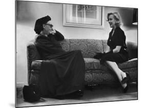 Dame Edith Sitwell Talking W. Actress Marilyn Monroe-null-Mounted Premium Photographic Print