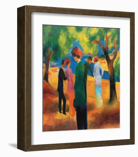 Dame in Gruner Jacke, c.1913-Auguste Macke-Framed Art Print