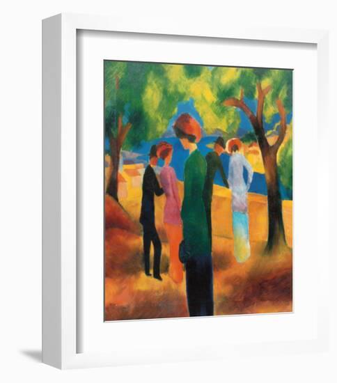 Dame in Gruner Jacke, c.1913-Auguste Macke-Framed Art Print