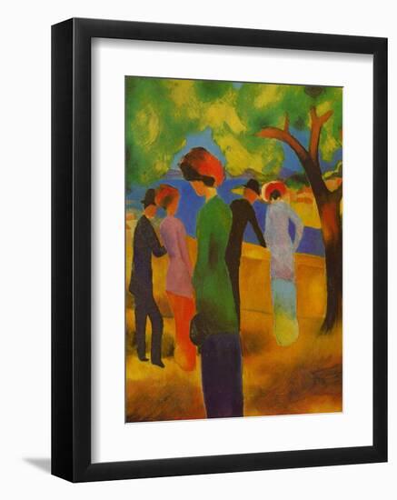 Dame in Gruner, Jacke Park-Auguste Macke-Framed Art Print