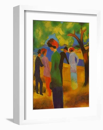 Dame in Gruner, Jacke Park-Auguste Macke-Framed Art Print