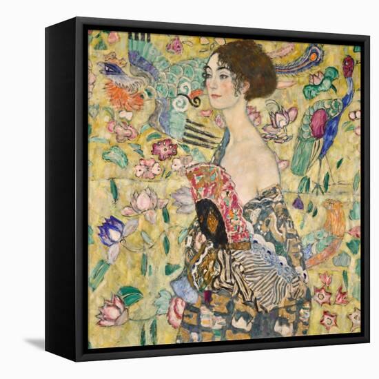 Dame Mit Fächer (Lady with a Fan), 1917-18 (Oil on Canvas)-Gustav Klimt-Framed Stretched Canvas