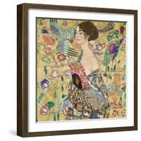 Dame Mit Fächer (Lady with a Fan), 1917-18 (Oil on Canvas)-Gustav Klimt-Framed Giclee Print