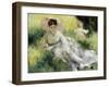 Dame mit Sonnenschirm und Kleinkind auf einem sonnenbeschienenen Hügel. Um 1874-76-Pierre-Auguste Renoir-Framed Giclee Print