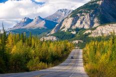 Scenic Road through Jasper National Park, Canada-Damian James-Stretched Canvas