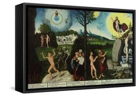 Damnation and Redemption. Law and Grace-Lucas Cranach the Elder-Framed Stretched Canvas