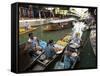 Damnoen Saduak Floating Market, Bangkok, Thailand, Southeast Asia, Asia-Michael Snell-Framed Stretched Canvas