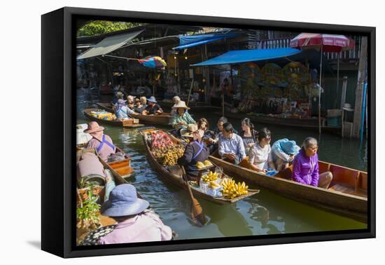 Damnoen Saduak Floating Markets, Bangkok, Thailand, Southeast Asia, Asia-Frank Fell-Framed Stretched Canvas