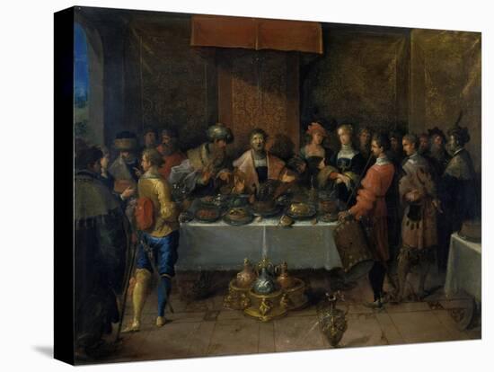 Damocles at the Table, before 1620-Frans Francken II-Stretched Canvas