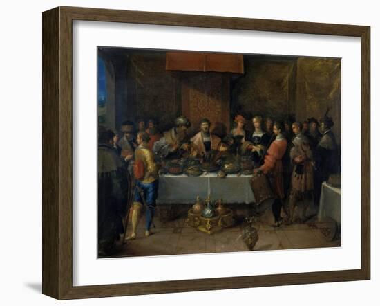 Damocles at the Table, before 1620-Frans Francken II-Framed Giclee Print