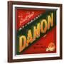 Damon Brand - Santa Paula, California - Citrus Crate Label-Lantern Press-Framed Art Print