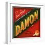 Damon Brand - Santa Paula, California - Citrus Crate Label-Lantern Press-Framed Art Print