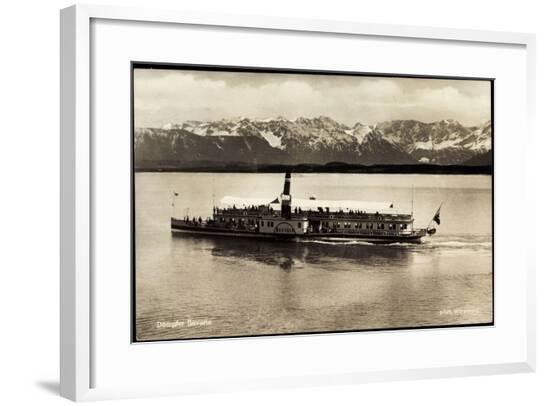 Dampfer Bavaria in Fahrt, Starnberger See, Berge--Framed Giclee Print