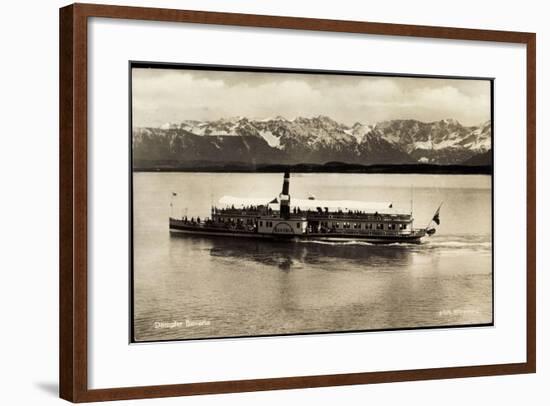 Dampfer Bavaria in Fahrt, Starnberger See, Berge-null-Framed Giclee Print