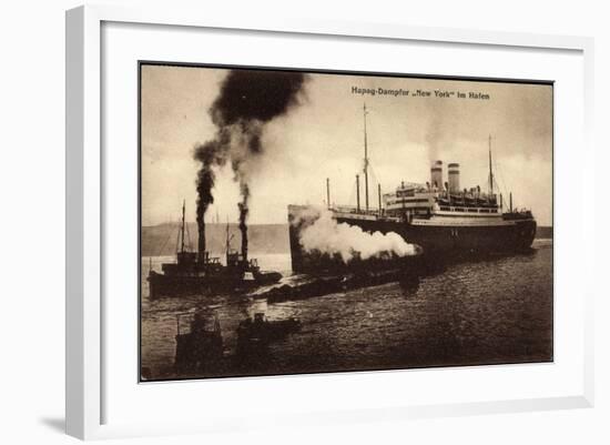 Dampfer New York Im Hafen, Hamburg Amerika Linie-null-Framed Giclee Print