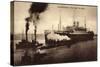 Dampfer New York Im Hafen, Hamburg Amerika Linie-null-Stretched Canvas
