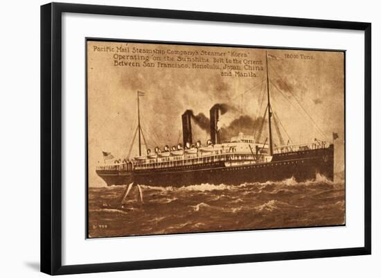 Dampfer S.S. Korea, Pacific Mail Steamship-null-Framed Giclee Print