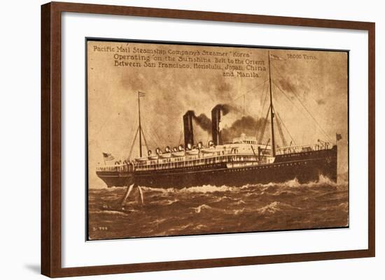 Dampfer S.S. Korea, Pacific Mail Steamship-null-Framed Giclee Print