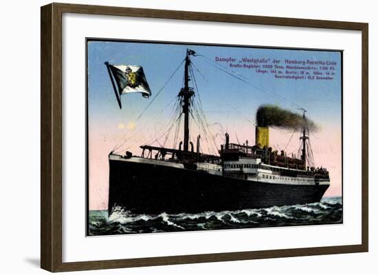 Dampfer Westphalia Der Hapag in Voller Fahrt-null-Framed Giclee Print