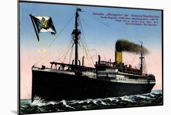 Dampfer Westphalia Der Hapag in Voller Fahrt-null-Mounted Giclee Print