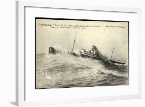 Dampfschiff Amiral Ponty, Chargeurs Réunis, Sturm-null-Framed Giclee Print