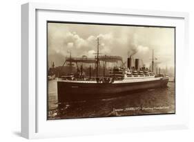 Dampfschiff Hamburg Am Hafen, Hebekräne, Hapag-null-Framed Giclee Print