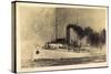 Dampfschiff Kumanovo Auf Hoher See, Rauch-null-Stretched Canvas