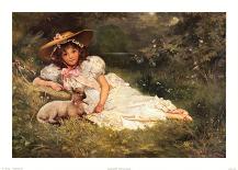 Girl with Her Pet-Dampler-Framed Art Print