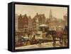 Damrak, Amsterdam-Frans Langeveld-Framed Stretched Canvas