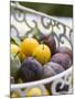 Damsons and Mirabelles in Wire Basket-Sara Deluca-Mounted Photographic Print