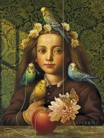 Girl with Parakeets