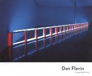 An Artificial Barrier Blue, Red and Blue Fluorescent Light (to Flavin Starbuck Judd)-Dan Flavin-Mounted Art Print