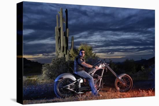 Dan Stewart on Chopper Bike, Scottsdale, Arizona, Usa Mr-Christian Heeb-Stretched Canvas