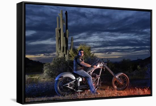 Dan Stewart on Chopper Bike, Scottsdale, Arizona, Usa Mr-Christian Heeb-Framed Stretched Canvas