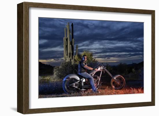 Dan Stewart on Chopper Bike, Scottsdale, Arizona, Usa Mr-Christian Heeb-Framed Photographic Print