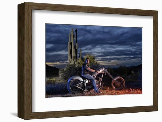 Dan Stewart on Chopper Bike, Scottsdale, Arizona, Usa Mr-Christian Heeb-Framed Photographic Print