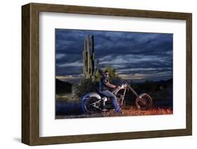 Dan Stewart on Chopper Bike, Scottsdale, Arizona, Usa Mr-Christian Heeb-Framed Photographic Print