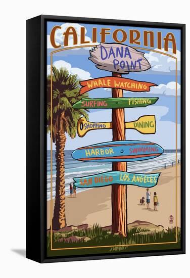 Dana Point, California - Destination Sign-Lantern Press-Framed Stretched Canvas