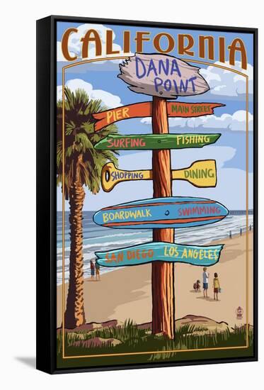 Dana Point, California - Destination Sign-Lantern Press-Framed Stretched Canvas