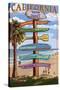 Dana Point, California - Destination Signpost (Version 3)-Lantern Press-Stretched Canvas